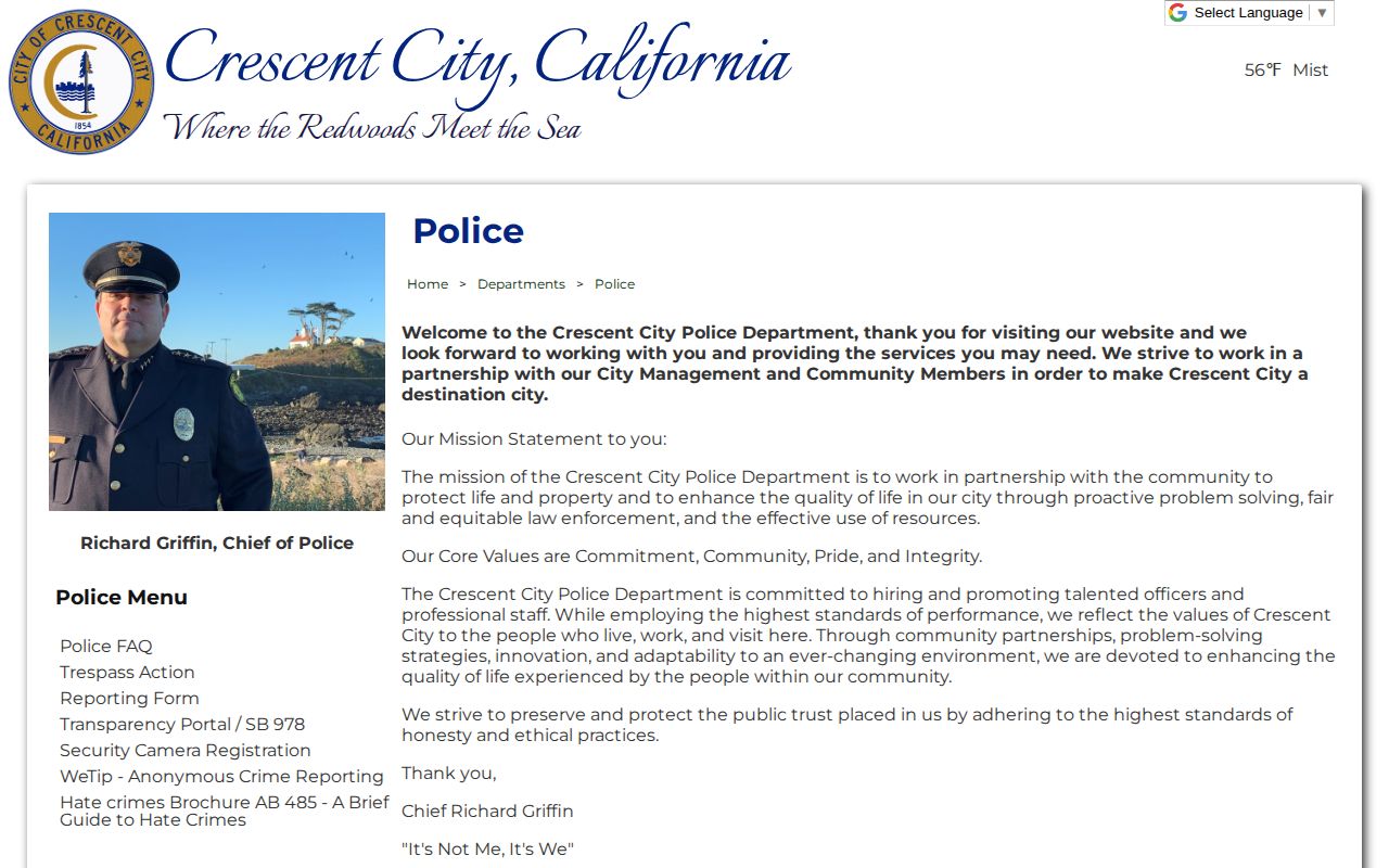 Crescent City Police Department official arrest records source
